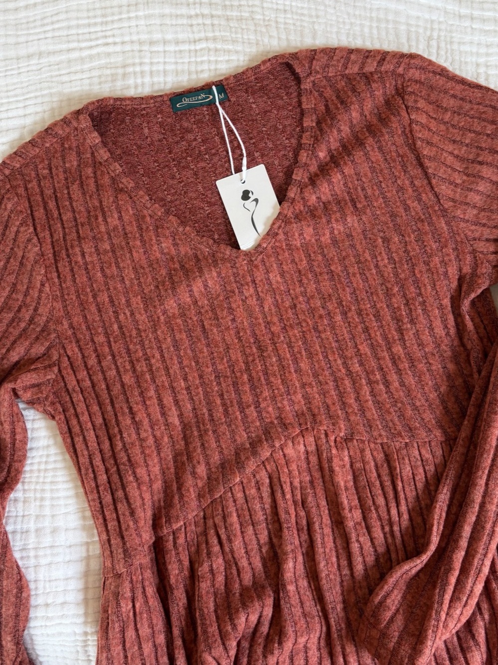 Ribbed Midi Dress in Autumn Red NWT